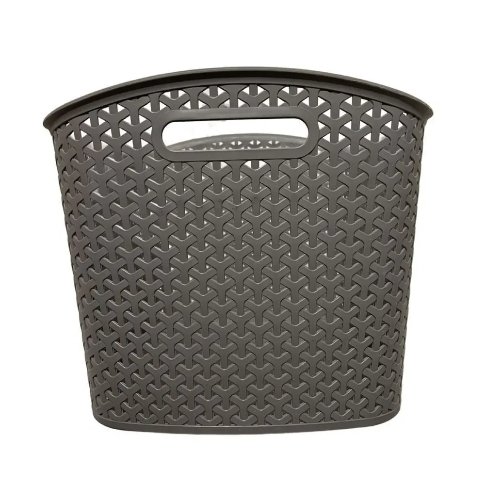 Charcoal Gray Decorative Storage Basket w/Large Y-Weave Design 16.5”x12.75”x11”